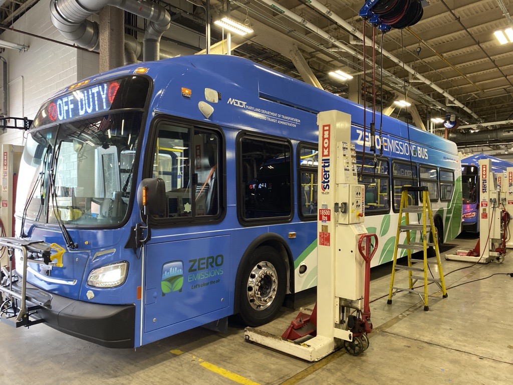 MTA Zero Emissions Bus in garage