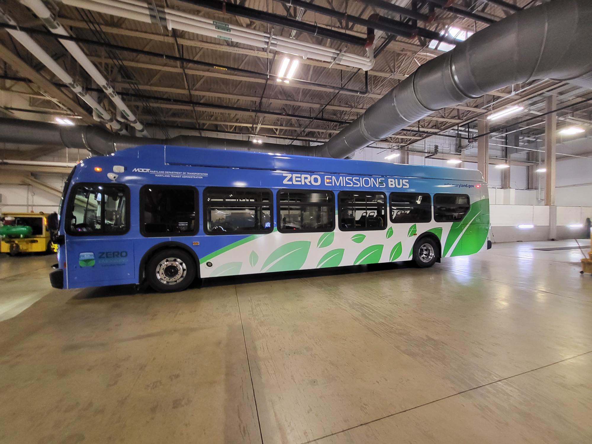 MTA Zero Emissions Bus in garage